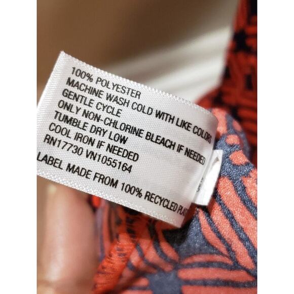 Merona Women Orange & Blue Polyester Round Neck Short Sleeve Knee Length Dress M - Picture 11 of 11